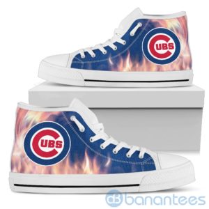Fire And Logo Of Chicago Cubs High Top Shoes Product Photo