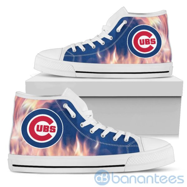 Fire And Logo Of Chicago Cubs High Top Shoes Product Photo