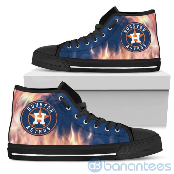 Fire And Logo Of Houston Astros High Top Shoes Product Photo
