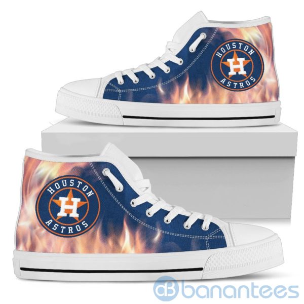 Fire And Logo Of Houston Astros High Top Shoes Product Photo
