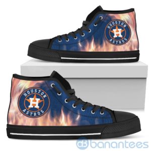 Fire And Logo Of Houston Astros High Top Shoes Product Photo