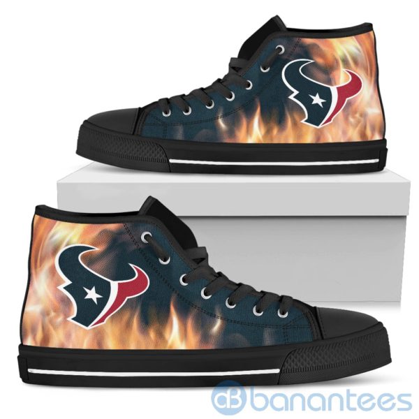 Fire And Logo Of Houston Texans High Top Shoes Product Photo