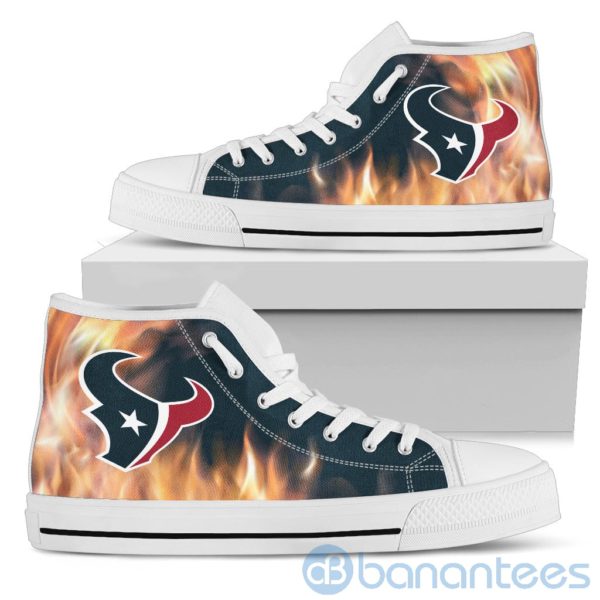 Fire And Logo Of Houston Texans High Top Shoes Product Photo