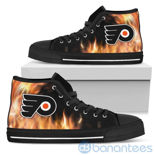 Fire And Logo Of Philadelphia Flyers High Top Shoes Product Photo