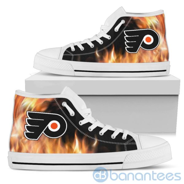 Fire And Logo Of Philadelphia Flyers High Top Shoes Product Photo