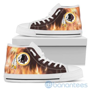 Fire And Logo Of Washington Redskins High Top Shoes Product Photo