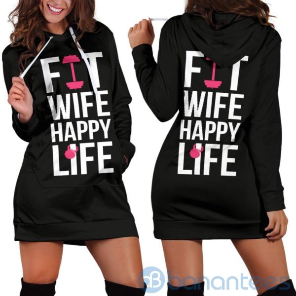 Fit Wife Happy Life Hoodie Dress For Women Product Photo