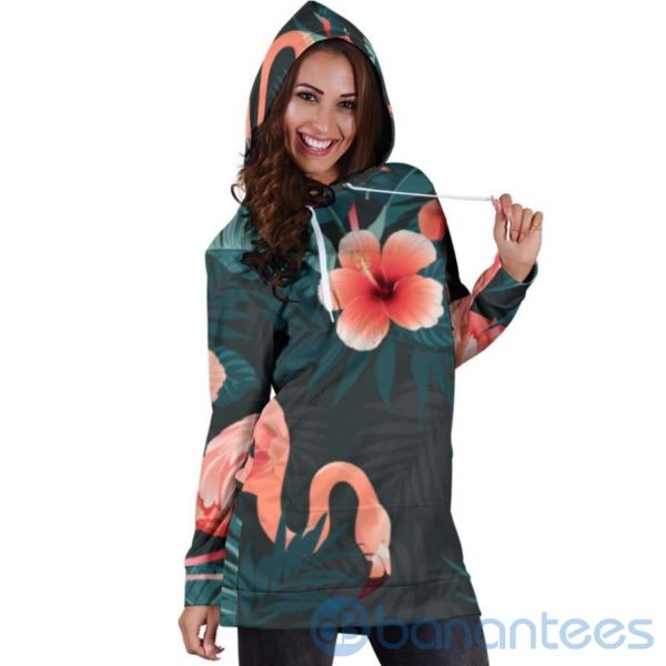 Flamingo Tropical Hoodie Dress For Women Product Photo