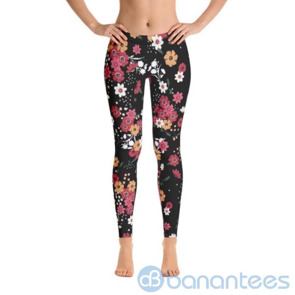 Floral Black Leggings For Women Product Photo