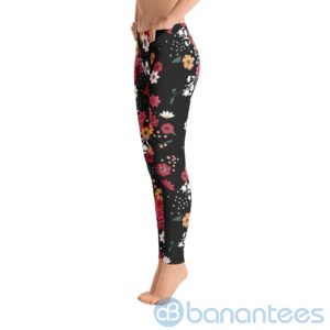Floral Black Leggings For Women Product Photo