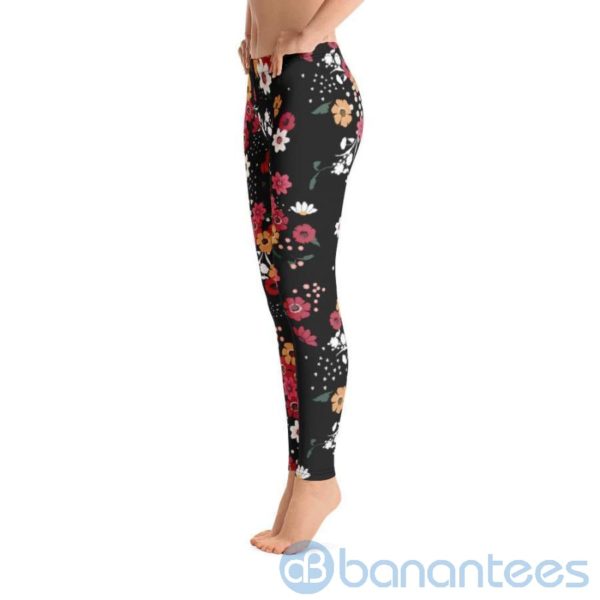 Floral Black Leggings For Women Product Photo