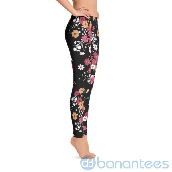 Floral Black Leggings For Women Product Photo