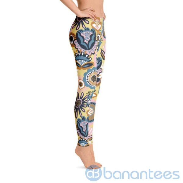 Floral Yellow Leggings For Women Product Photo