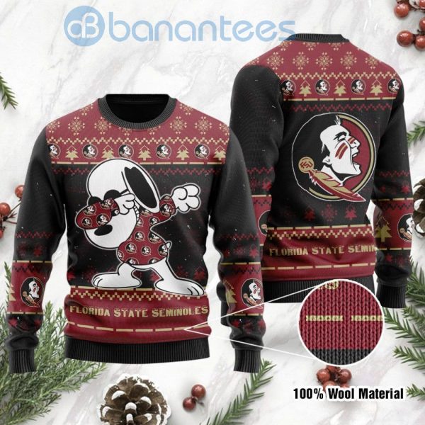 Florida State Seminoles Snoopy Dabbing Ugly Christmas 3D Sweater Product Photo
