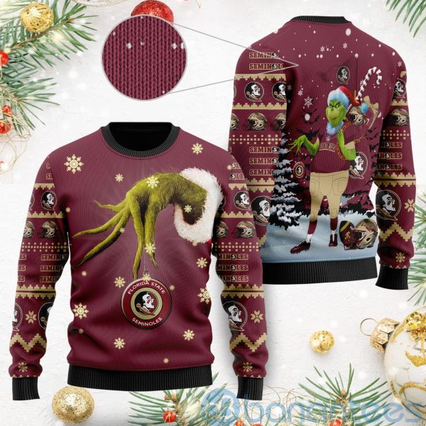 Florida State Seminoles Team Grinch Ugly Christmas 3D Sweater Product Photo
