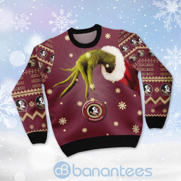 Florida State Seminoles Team Grinch Ugly Christmas 3D Sweater Product Photo
