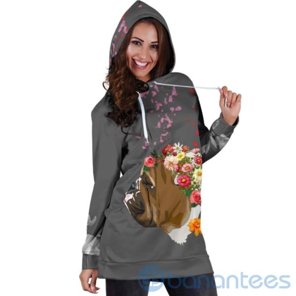 Flowery Bulldog Hoodie Dress For Women Product Photo