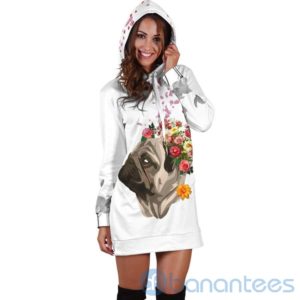 Flowery Pug Hoodie Dress For Women Product Photo