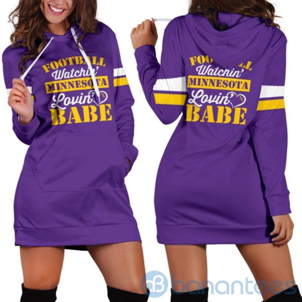 Football Watchin' Babe Hoodie Dress For Women Product Photo