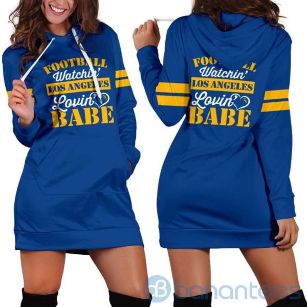 Football Watchin' Los Angeles Babe Hoodie Dress For Women Product Photo