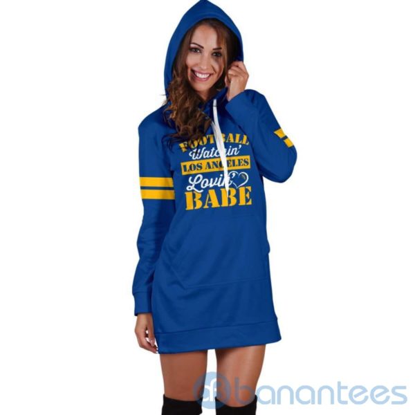 Football Watchin' Los Angeles Babe Hoodie Dress For Women Product Photo
