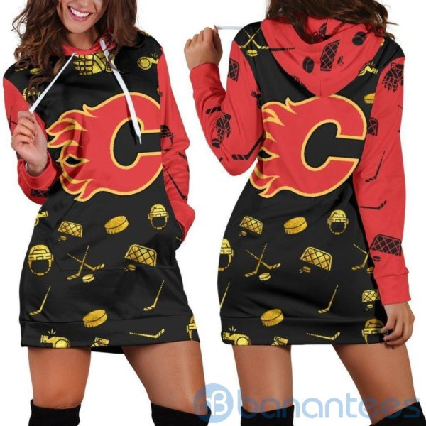 For Fans Calgary Flames Hoodie Dress For Women Product Photo