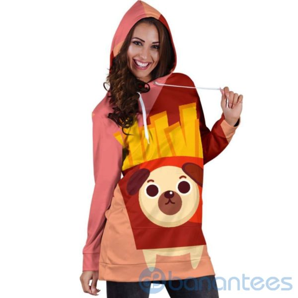 French Fries Pug Hoodie Dress For Women Product Photo