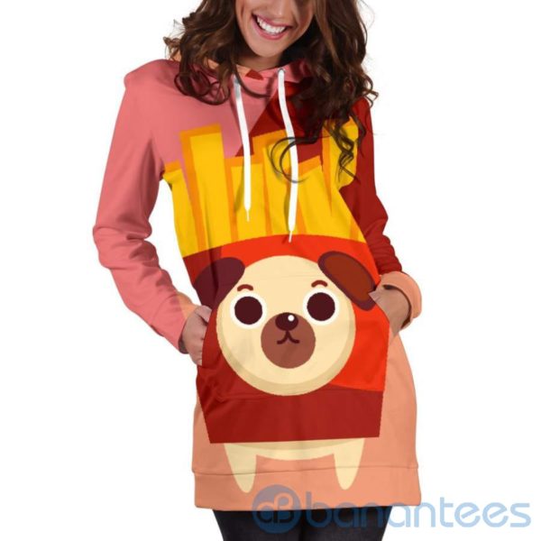 French Fries Pug Hoodie Dress For Women Product Photo