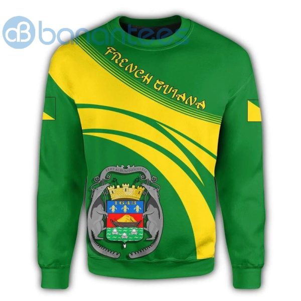 French Guiana Coat Of Arms Cricket Style Green All Over Printed 3D Sweatshirt Product Photo