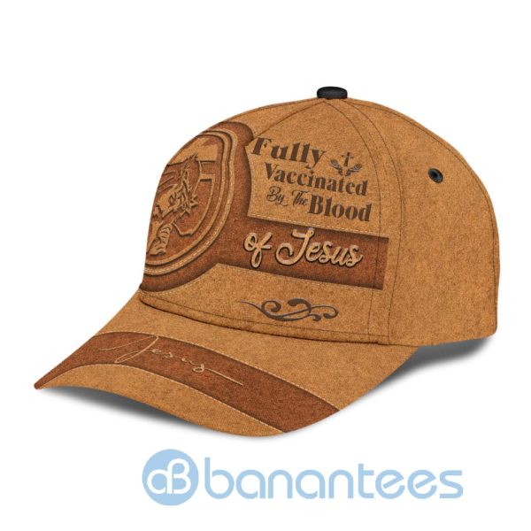 Fully Vaccinated By The Blood Of Jesus Leather Cover Custom Name All Over Printed 3D Cap Product Photo