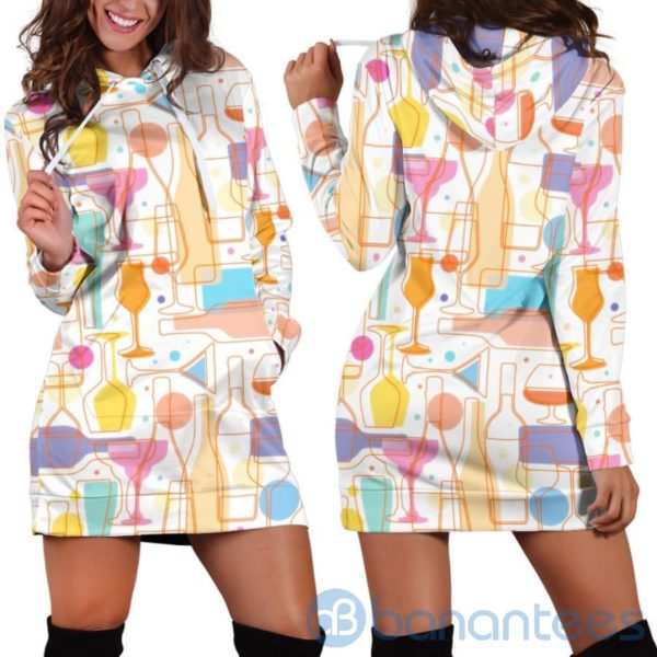 Funky Wine Hoodie Dress For Women Product Photo