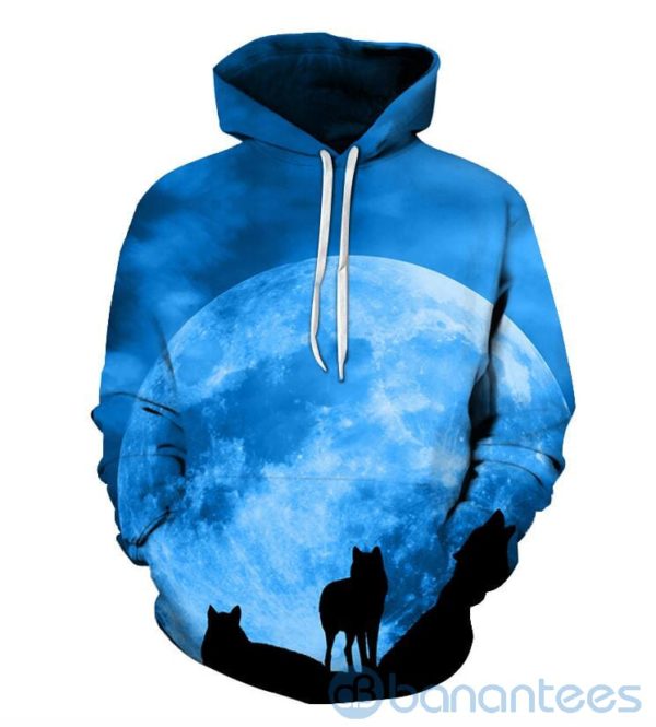 Funny Wolf Blue All Over Printed 3D Hoodie Product Photo