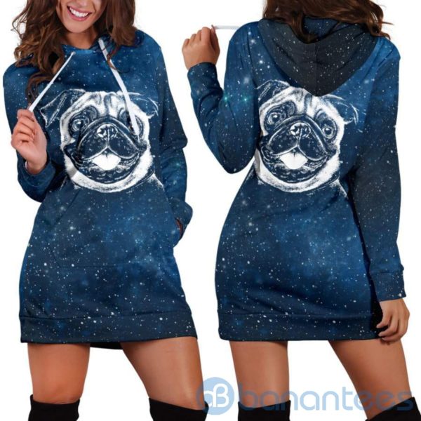Galaxy Pug Hoodie Dress For Women Product Photo