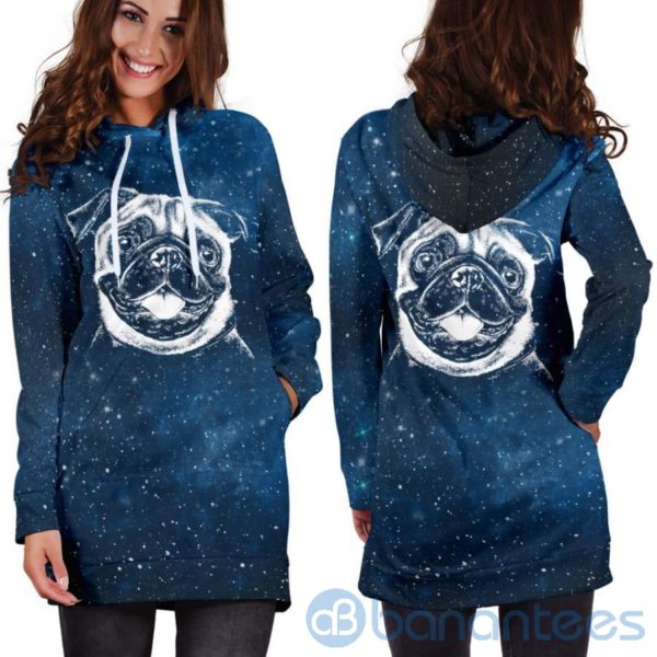 Galaxy Pug Hoodie Dress For Women Product Photo