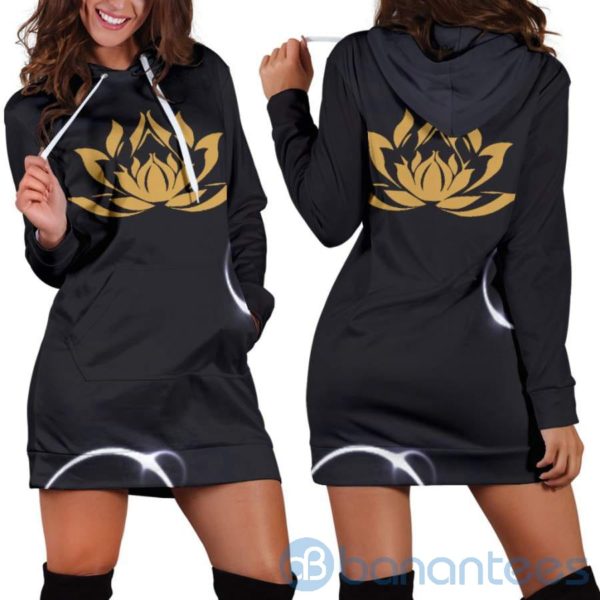 Gold Lotus Hoodie Dress For Women Product Photo