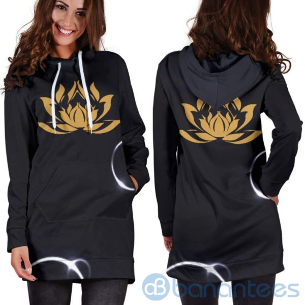 Gold Lotus Hoodie Dress For Women Product Photo