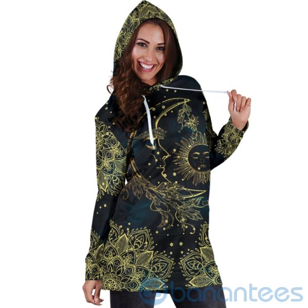 Gold Sun Moon Hoodie Dress For Women Product Photo