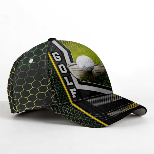 Golf Gold Carbon All Over Printed 3D Cap Product Photo