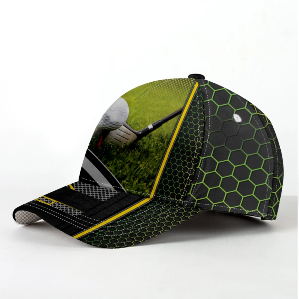 Golf Gold Carbon All Over Printed 3D Cap Product Photo