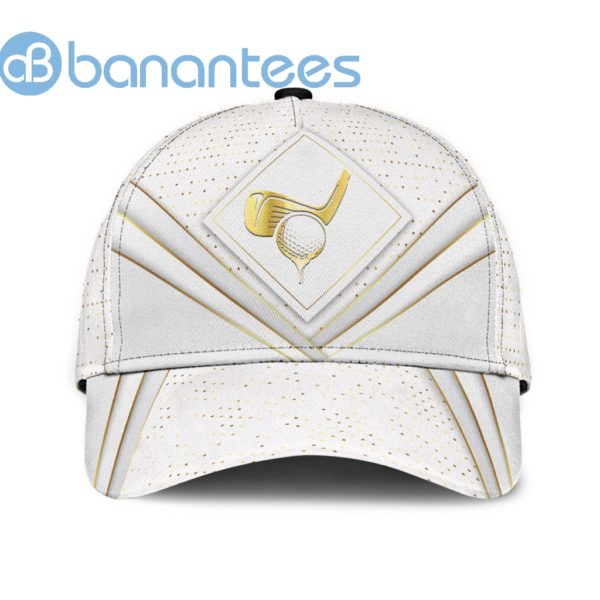 Golf Modern White Golden Lines All Over Printed 3D Cap Product Photo