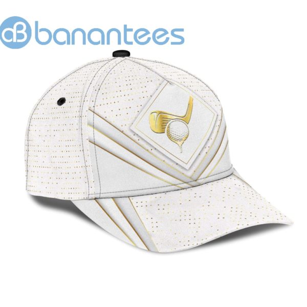 Golf Modern White Golden Lines All Over Printed 3D Cap Product Photo