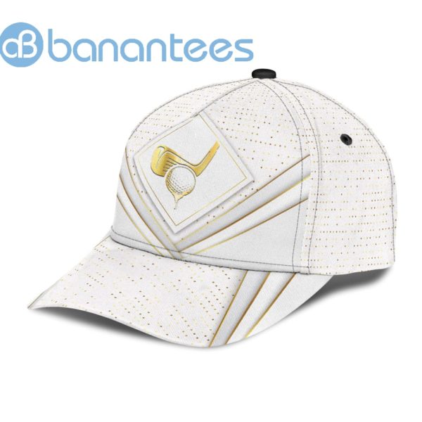 Golf Modern White Golden Lines All Over Printed 3D Cap Product Photo