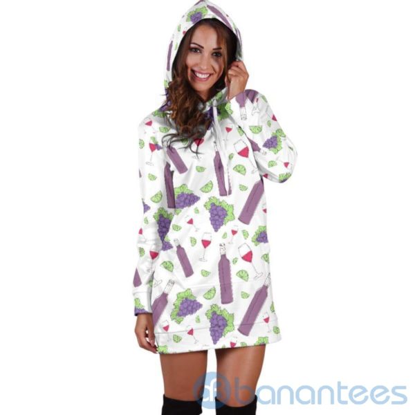 Grape Wine Pattern Hoodie Dress For Women Product Photo
