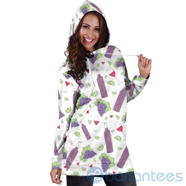 Grape Wine Pattern Hoodie Dress For Women Product Photo