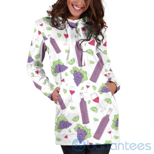 Grape Wine Pattern Hoodie Dress For Women Product Photo