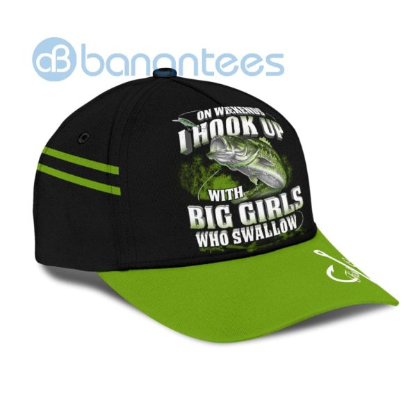 Green Bass Fishing Hat Hook All Over Printed 3D Cap Product Photo