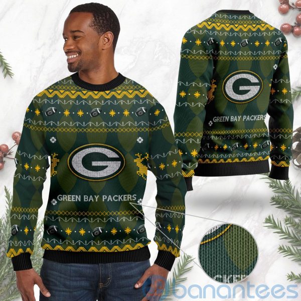 Green Bay Packers American Football Black Ugly Christmas 3D Sweater Product Photo