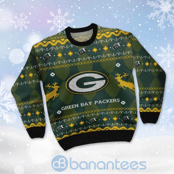 Green Bay Packers American Football Black Ugly Christmas 3D Sweater Product Photo