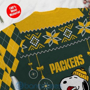 Green Bay Packers Funny Charlie Brown Peanuts Snoopy Christmas Tree Ugly Christmas 3D Sweater Product Photo