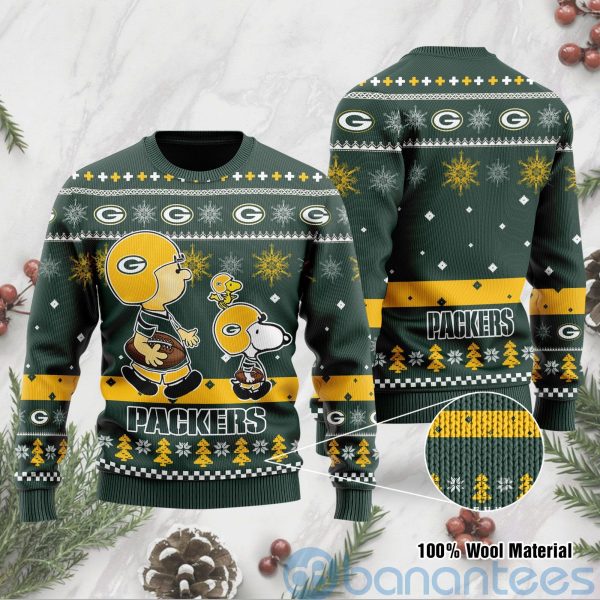 Green Bay Packers Funny Charlie Brown Peanuts Snoopy Ugly Christmas 3D Sweater Product Photo